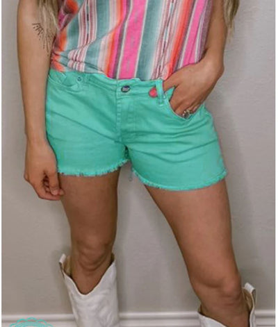 Summer Nights Turquoise Denim Shorts