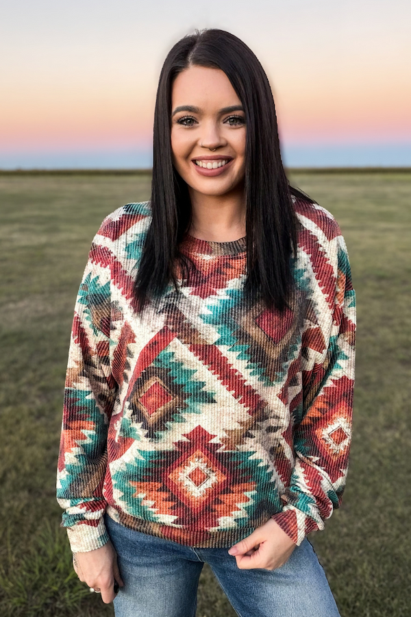 Sterling Kreek Country Rust Ribbed Pullover