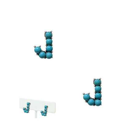 SALE-Semi Stone Initial Earrings