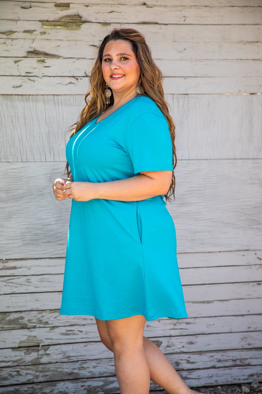 SALE Jade V Neck Dress w/ Pockets