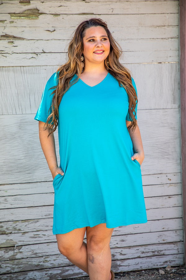 SALE Jade V Neck Dress w/ Pockets