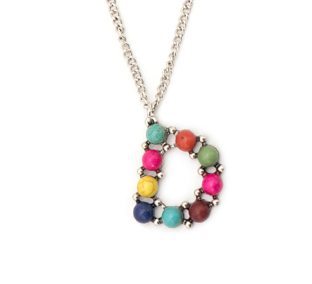 Multi Colored Semi Stone Initial Necklace