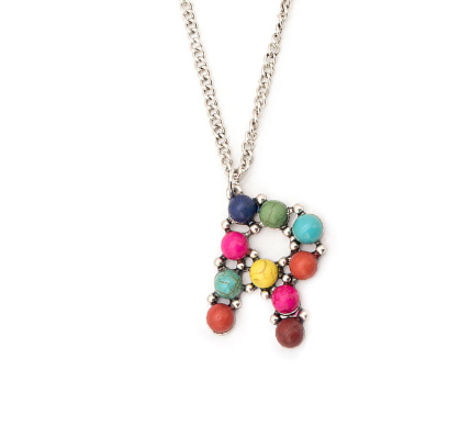 Multi Colored Semi Stone Initial Necklace