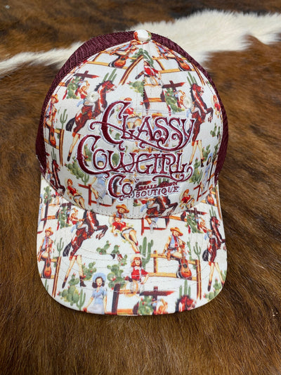 SALE Classy Cowgirl Co Vintage Cowgirl Print Cap