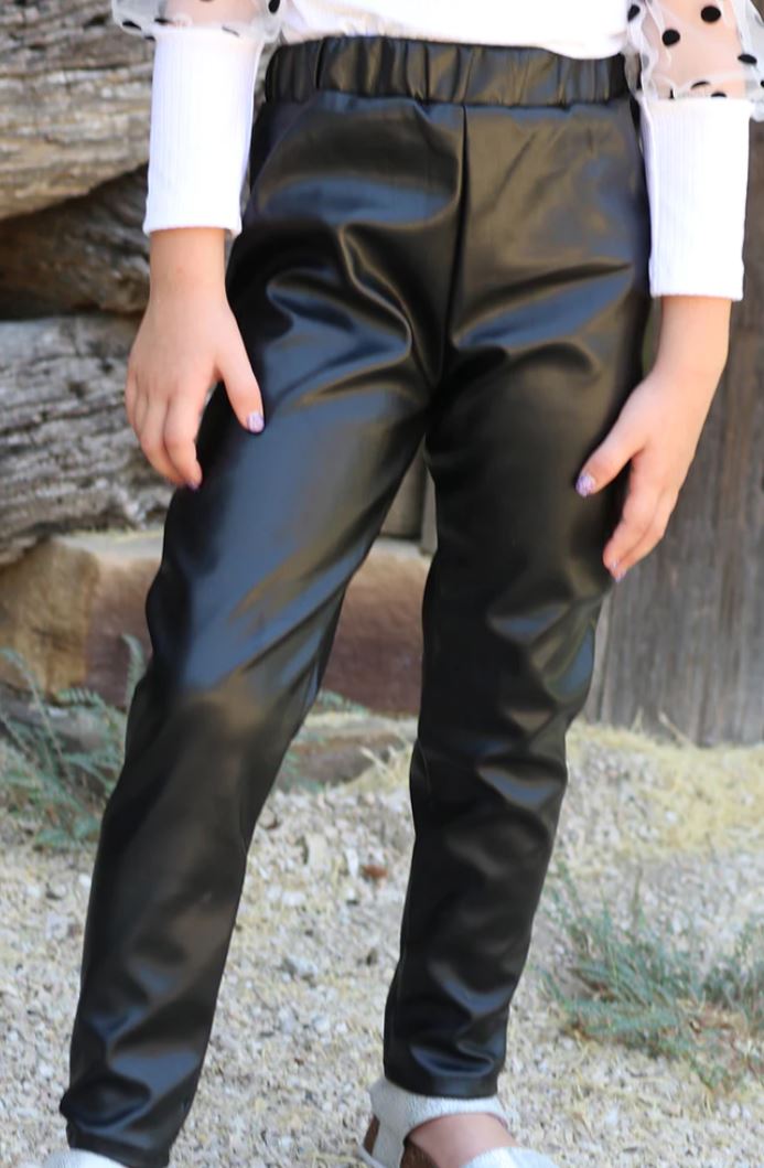 Kids Faux Leather Leggings with Back Pockets – Classy Cowgirl Co.