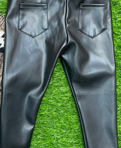 Kids Faux Leather Leggings with Back Pockets