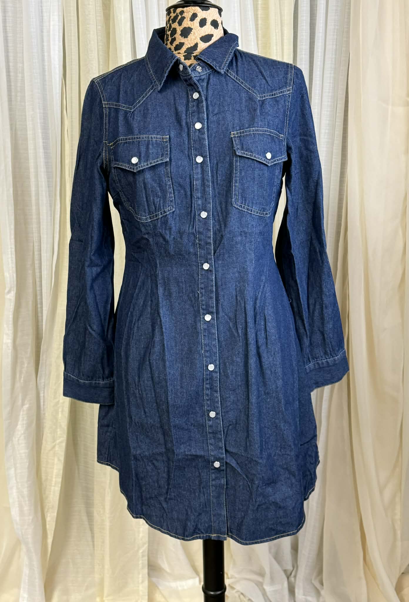 L&B Denim Pearl Snap Dress