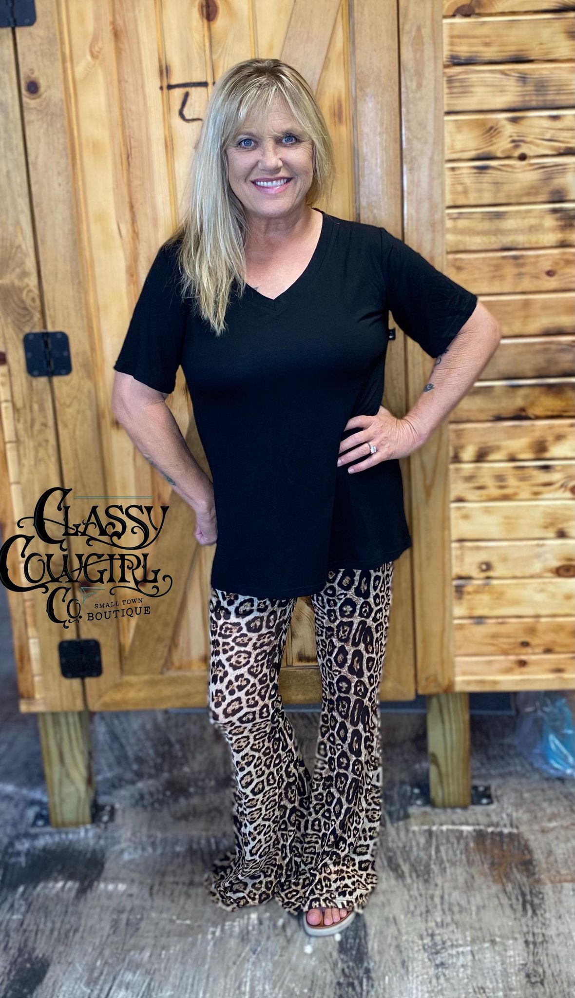 SALE Mesh Bell Bottoms with Built in Shorts- Leopard