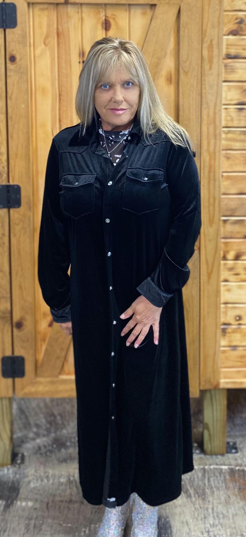 SALE- Velvet Duster with Concho buttons