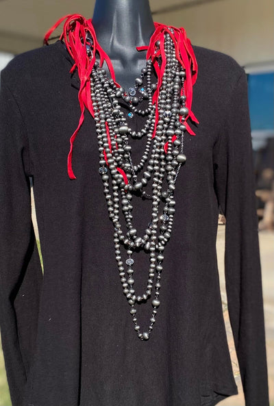 Cowboy Leather Massive Pearls- Red