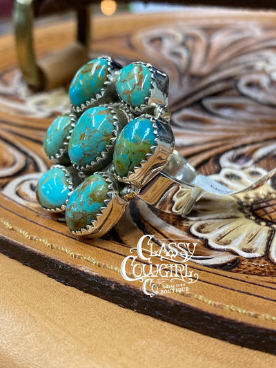 Hada Handmade Sterling Silver & Kingman Turquoise Ring -D