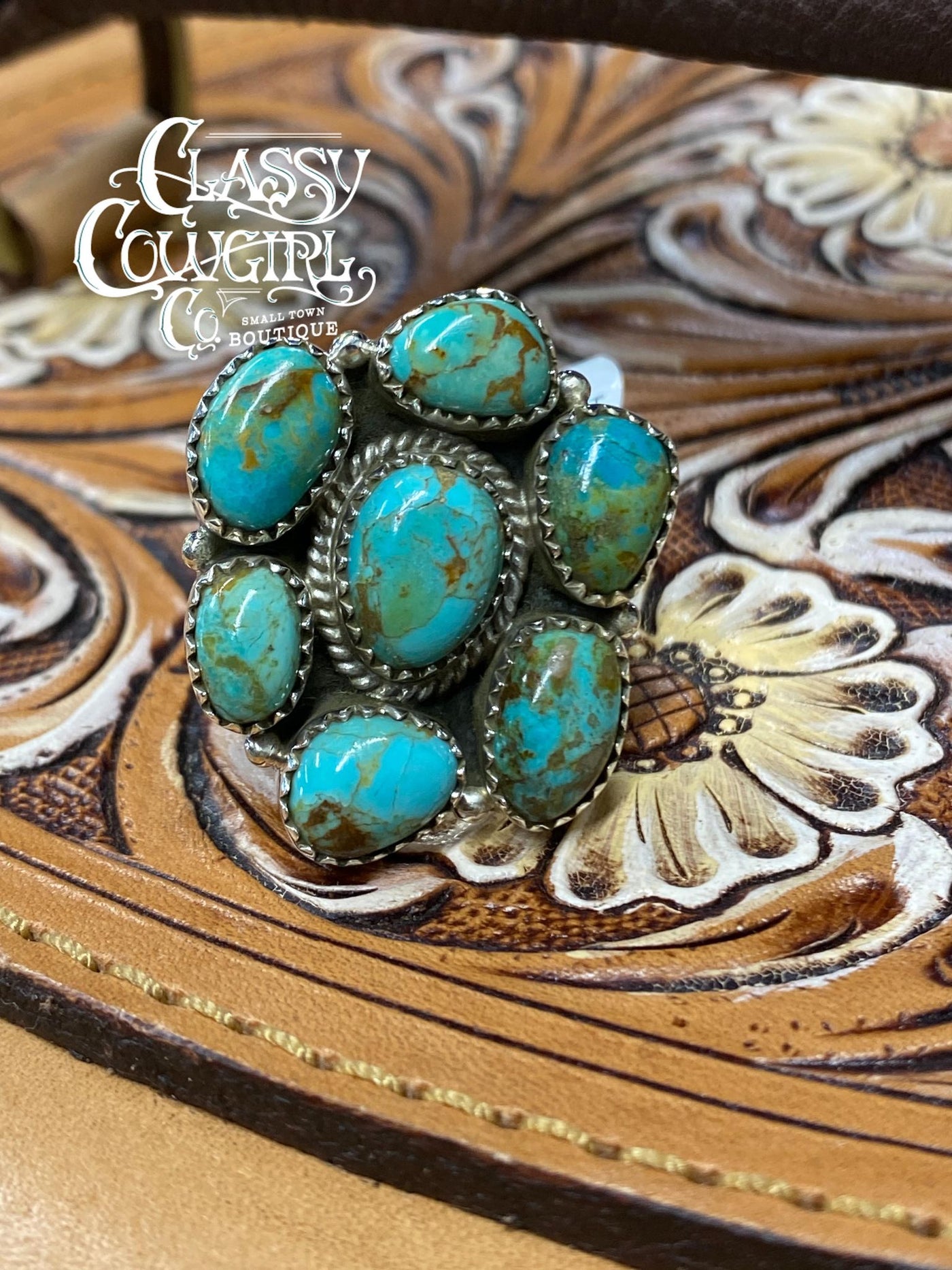 Hada Handmade Sterling Silver & Kingman Turquoise Ring -D