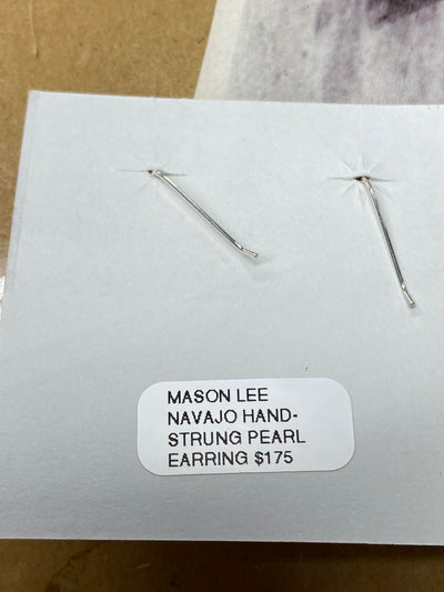 Navajo Mason Lee  Hand Strung Pearl Earrings