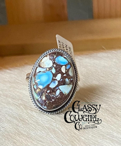 Authentic Navajo Golden Hills Turquoise Ring