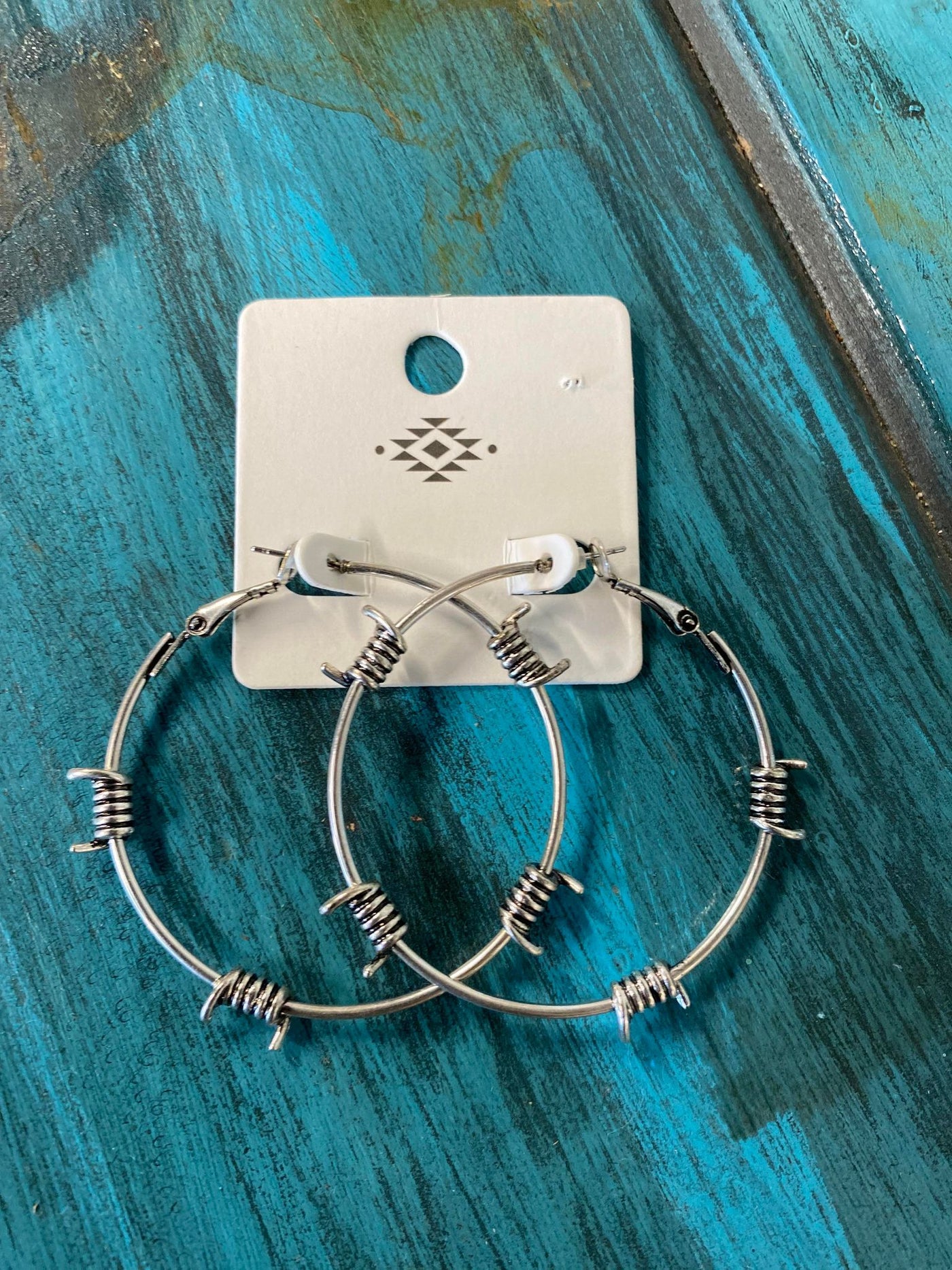 Faux Barbed Wire Hoop Earrings