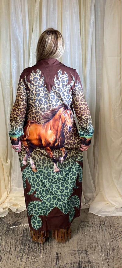 L&B Leopard Ombre Pearl Snap Dress/ duster  : DR449-HRS