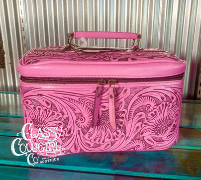 Pink Tooled leather makeup Case ADBG1251E