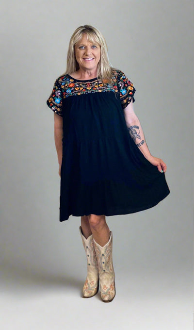 L&B Flowy Dress with Embroidered Detail