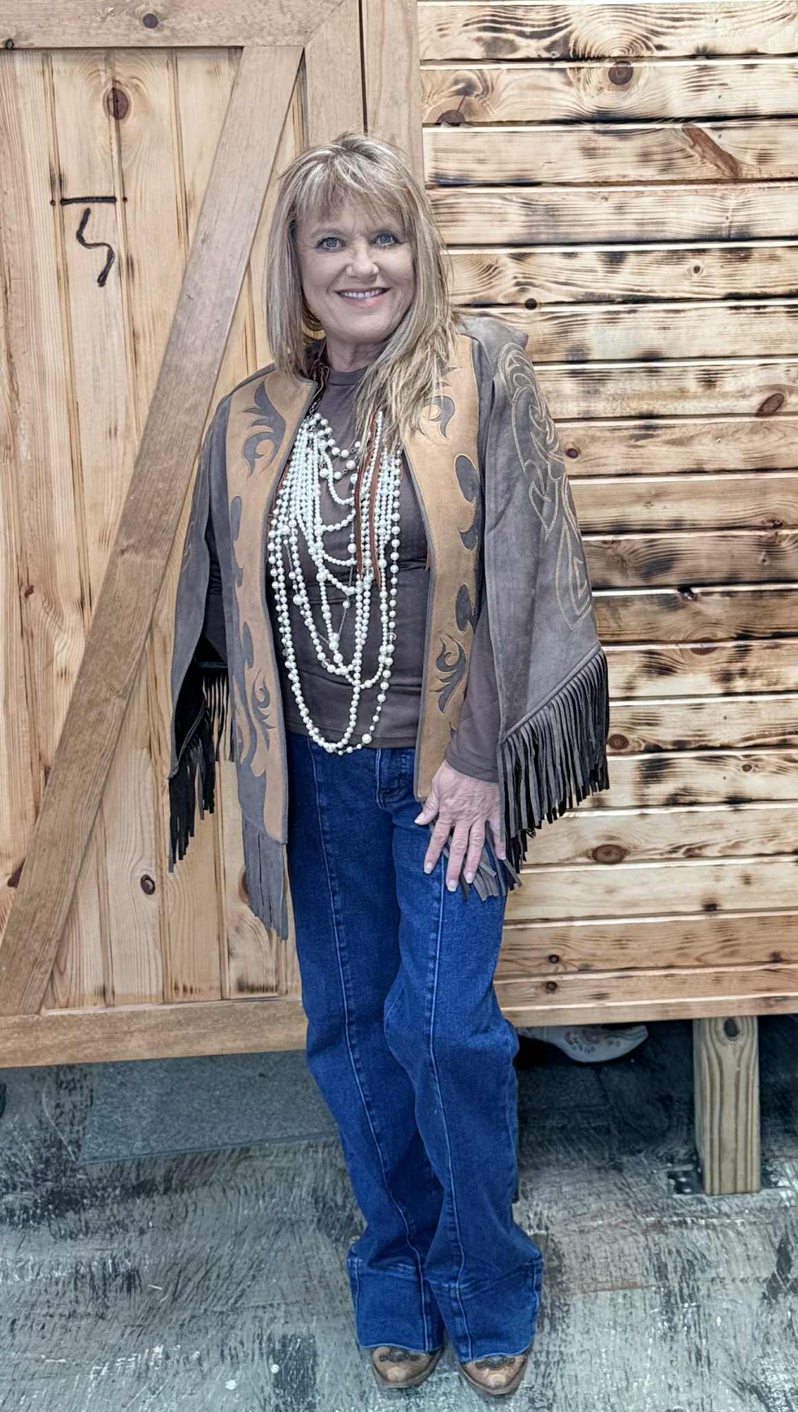 L&B Brown & Mocha Fringe Cape