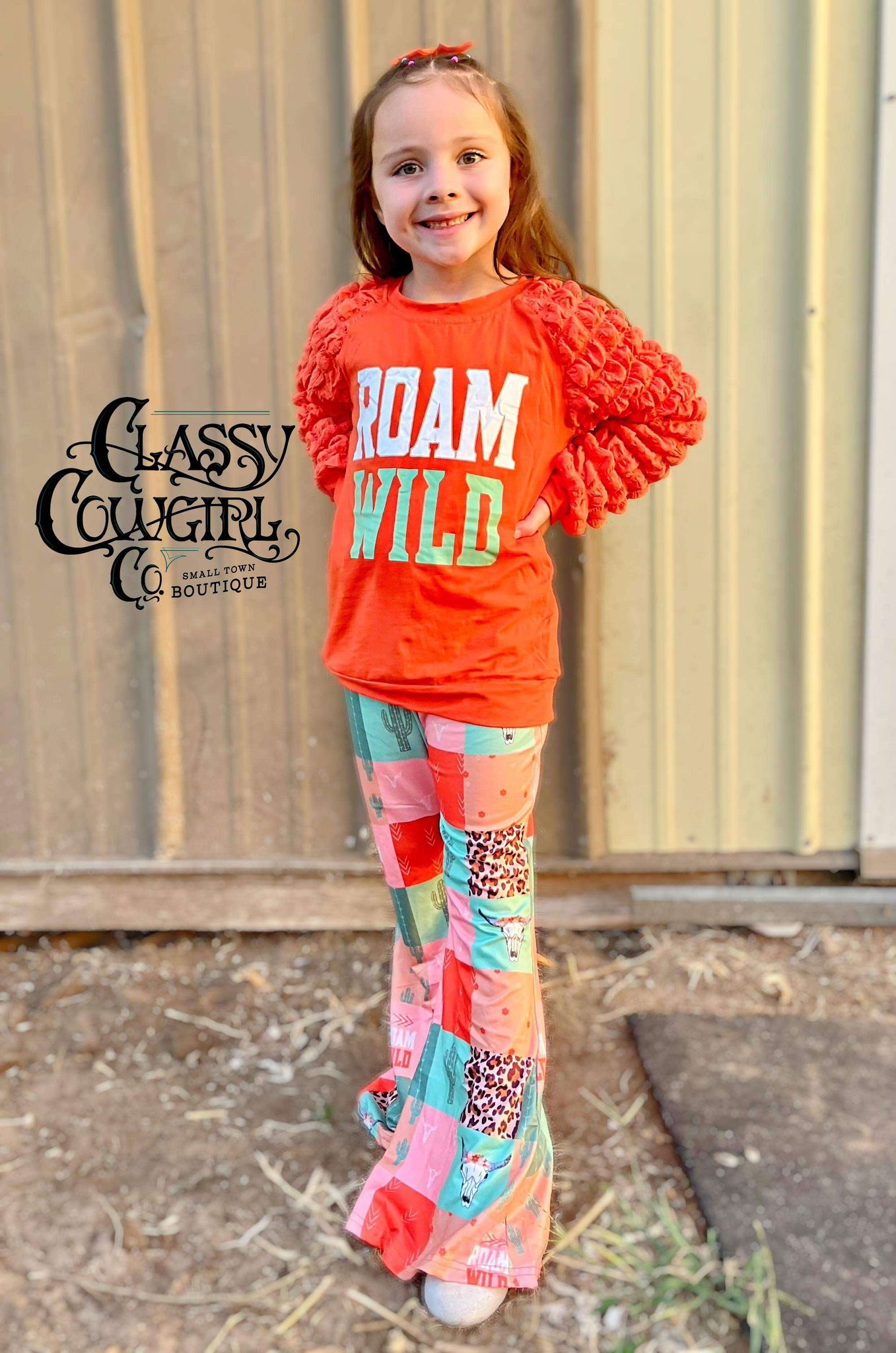 Kids - Roam Wild bubble Sleeve top with Matching Pants