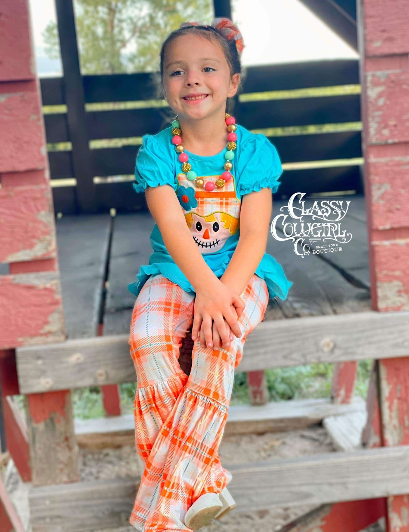 SALE- Kids Plaid Scarecrow top with Matching Pants