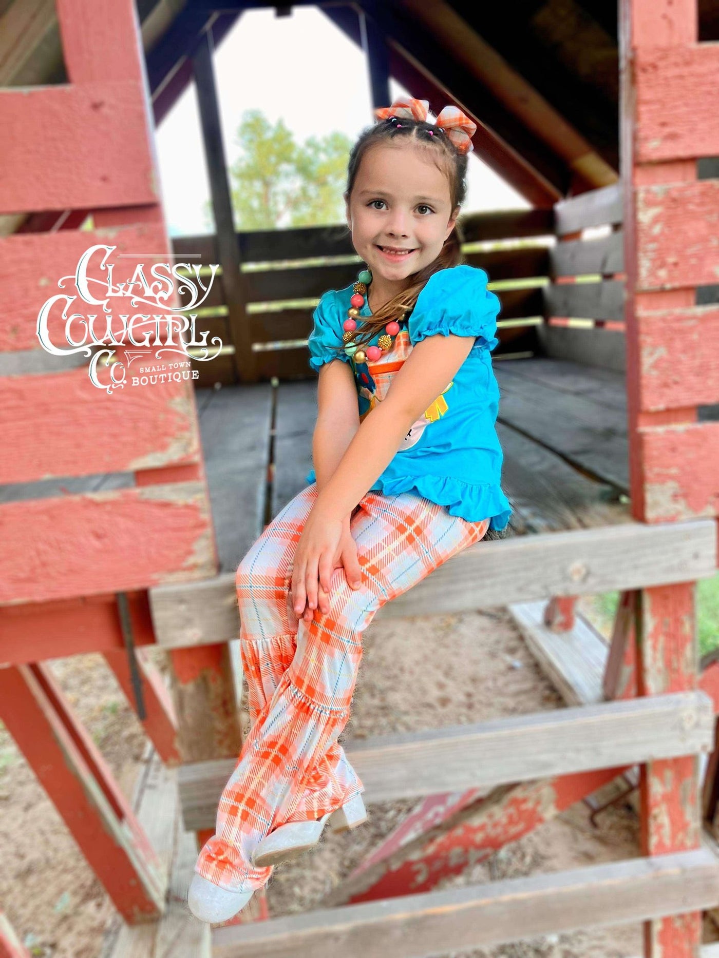 SALE- Kids Plaid Scarecrow top with Matching Pants