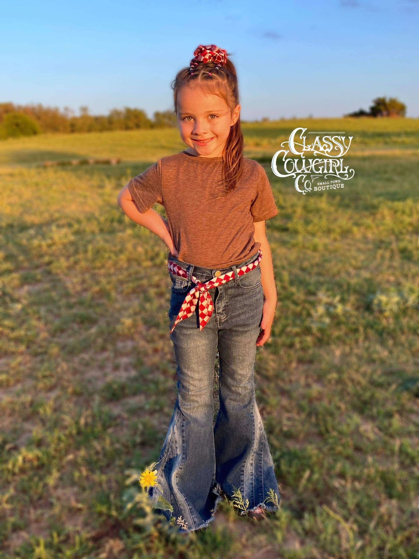 Kids Dark Blue Denim Flare Pants