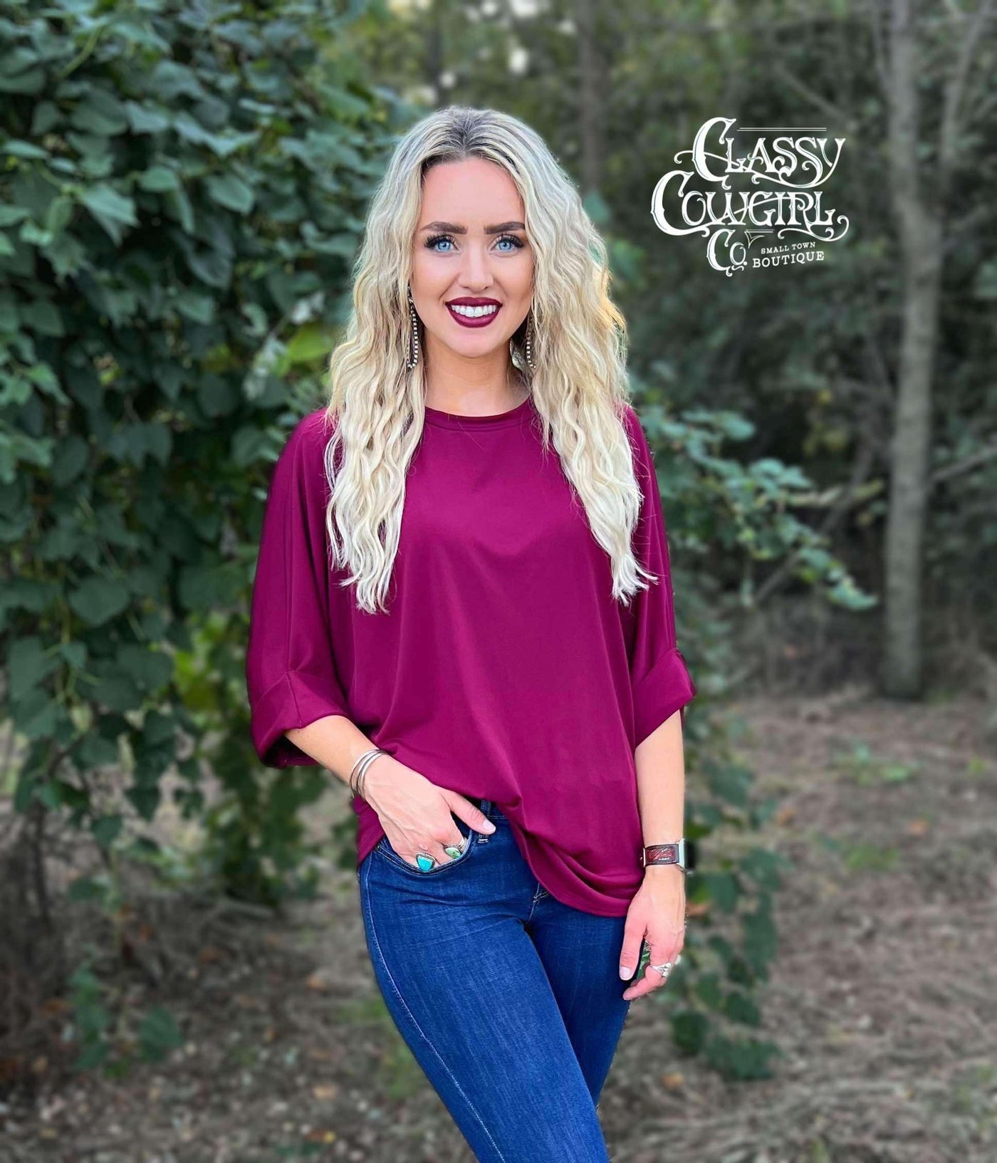 Lucky & blessed Burgundy Dolman Top