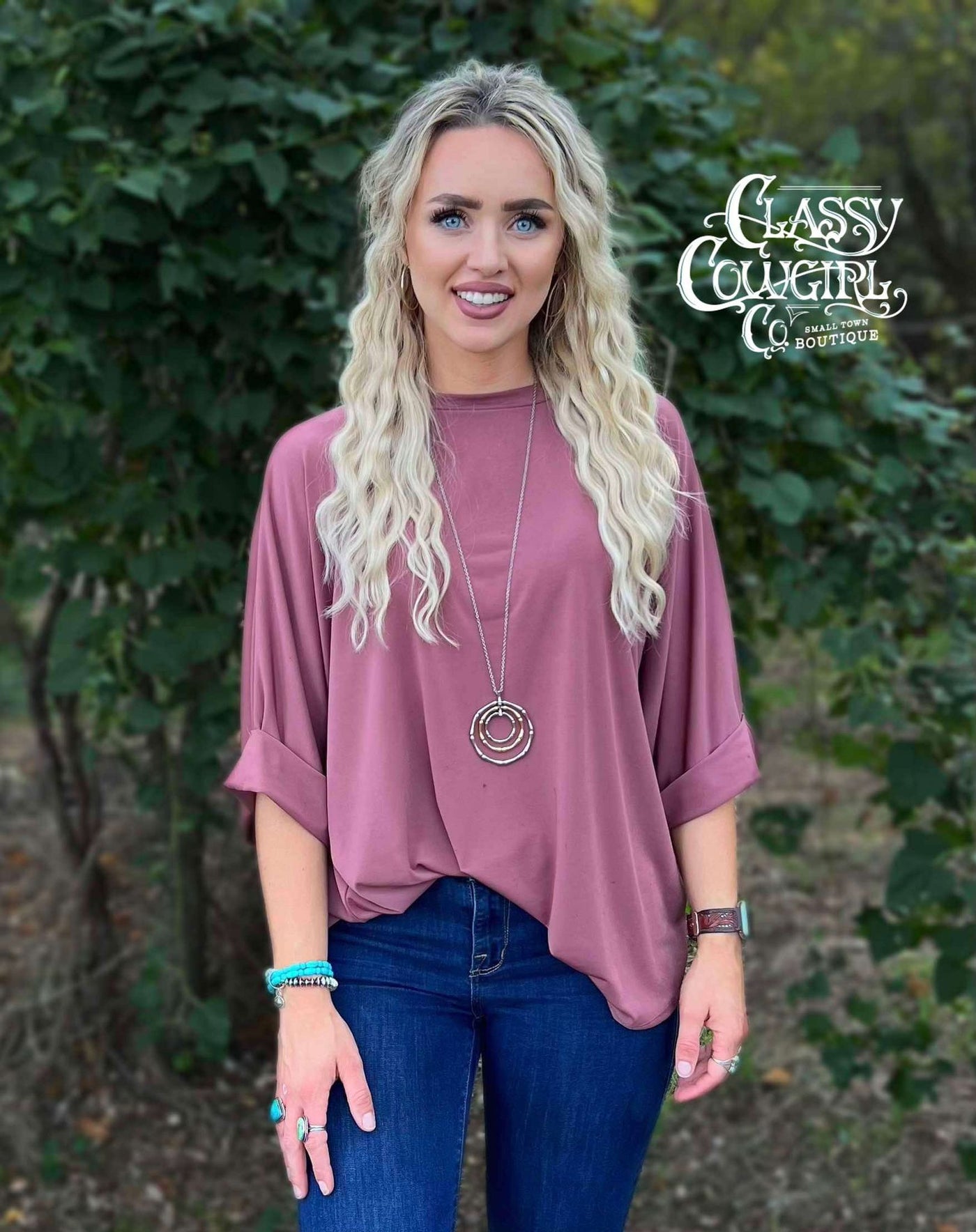 Lucky & Blessed Mauve Dolman Top