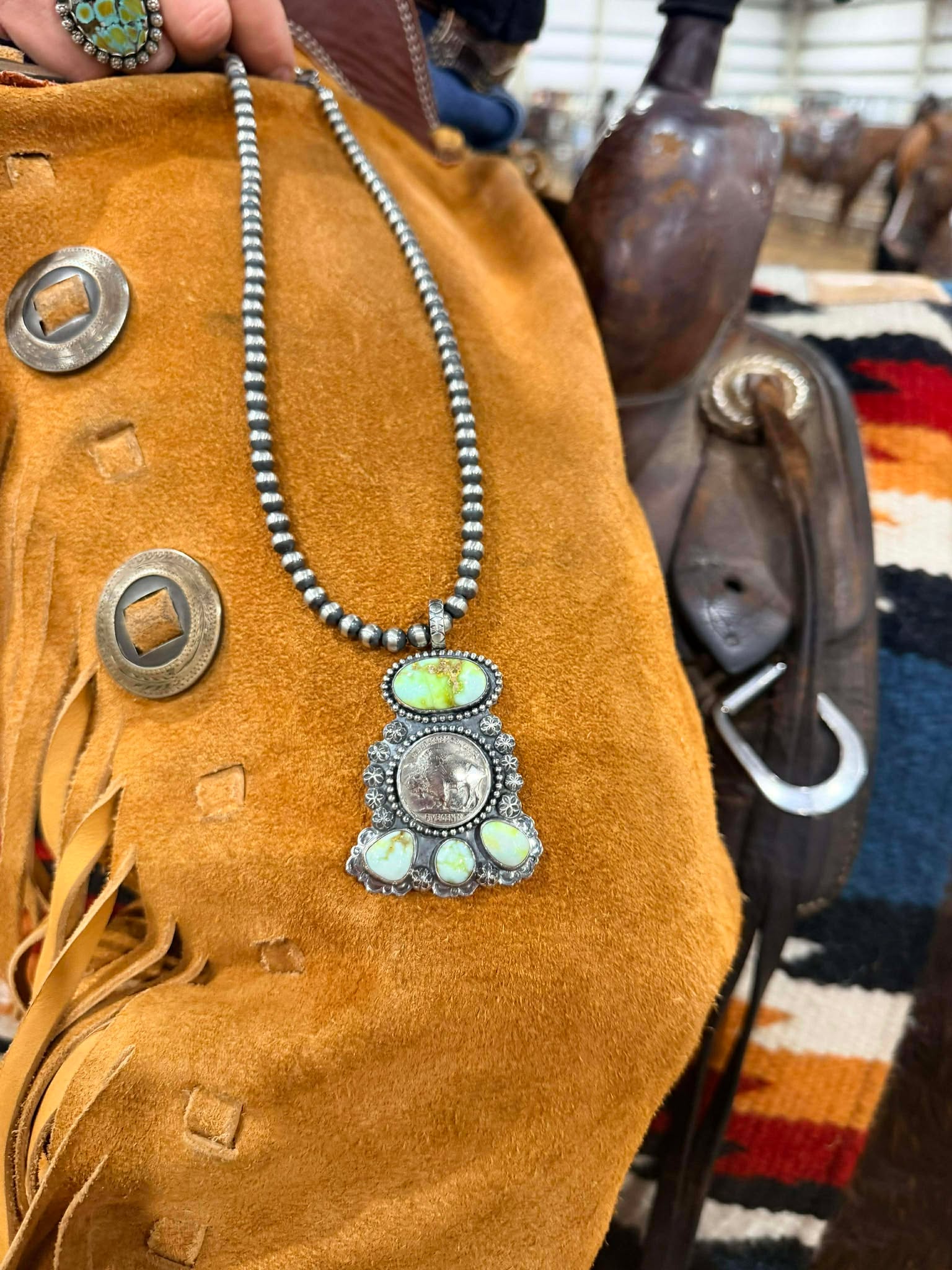 Cowgirl Cutters- Palomino &  1930 Buffalo Coin Pendant with Sterling Silver Pearls