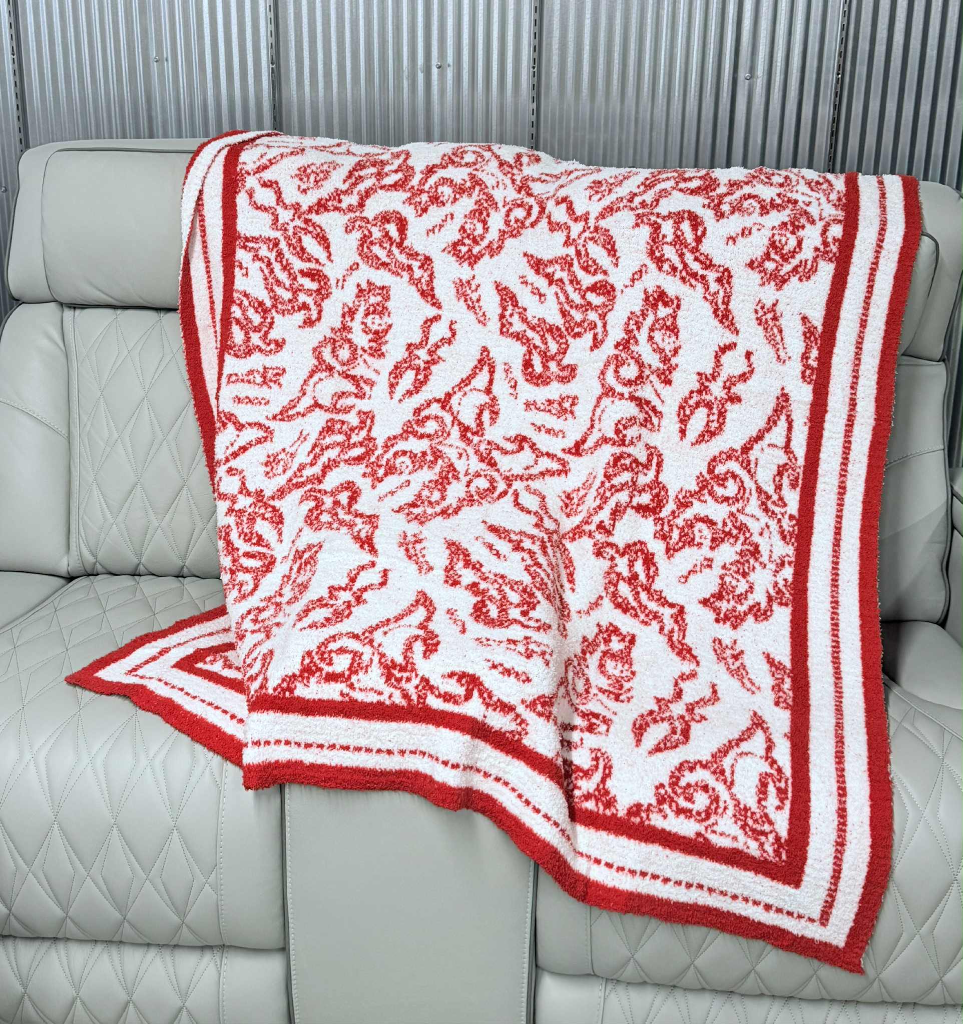 Red & White Boot Stitch Blanket