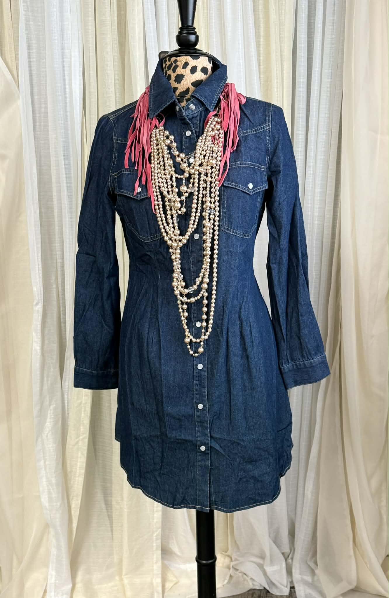 L&B Denim Pearl Snap Dress
