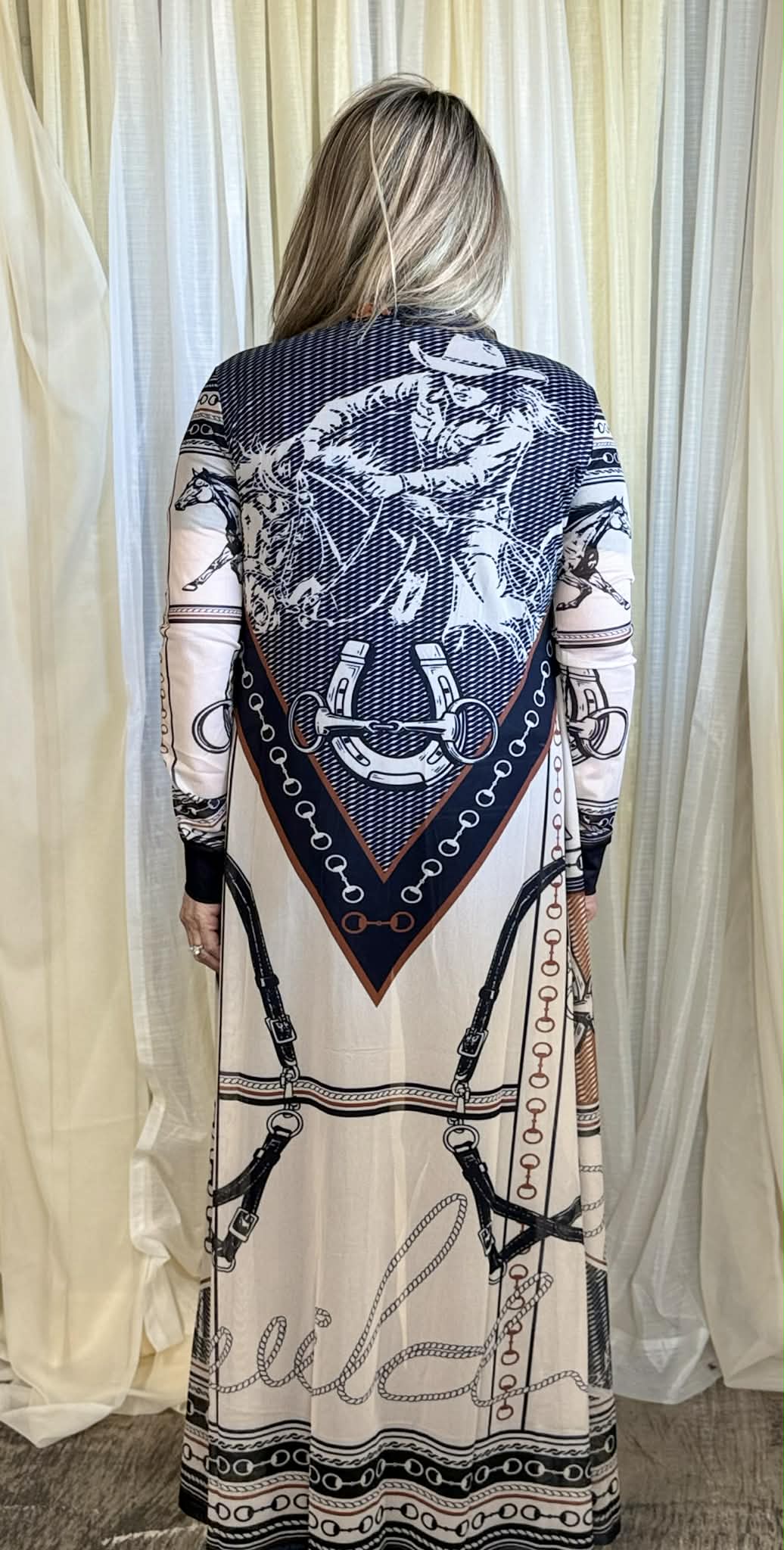 L&B Western Print Mesh Duster Cardigan – Long Cowgirl Graphic Duster