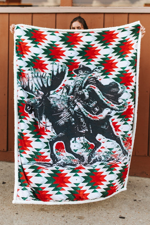 Cowboy Christmas Plush Blanket