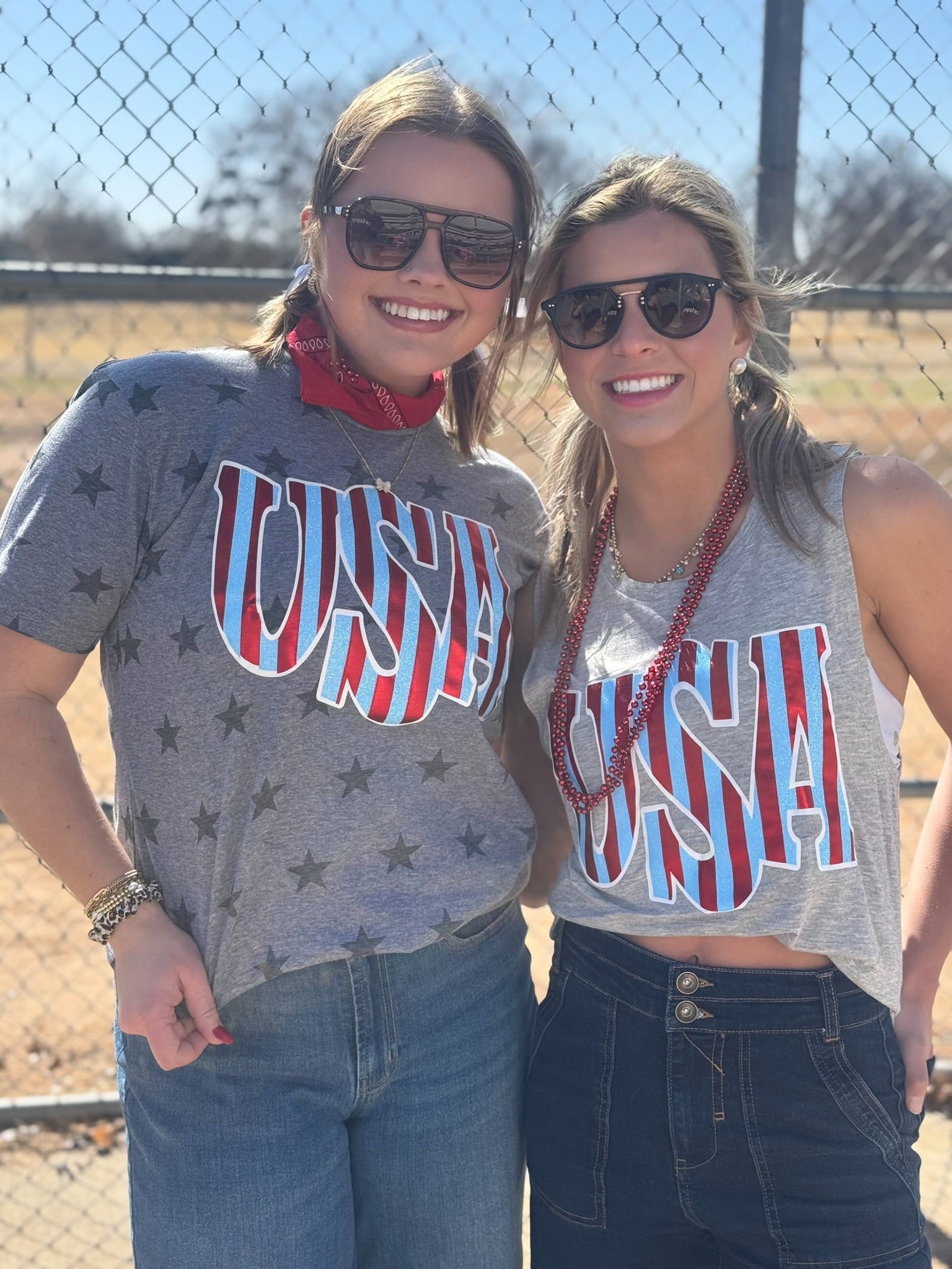 Striped USA in Glitter & Metallic Puff Tee