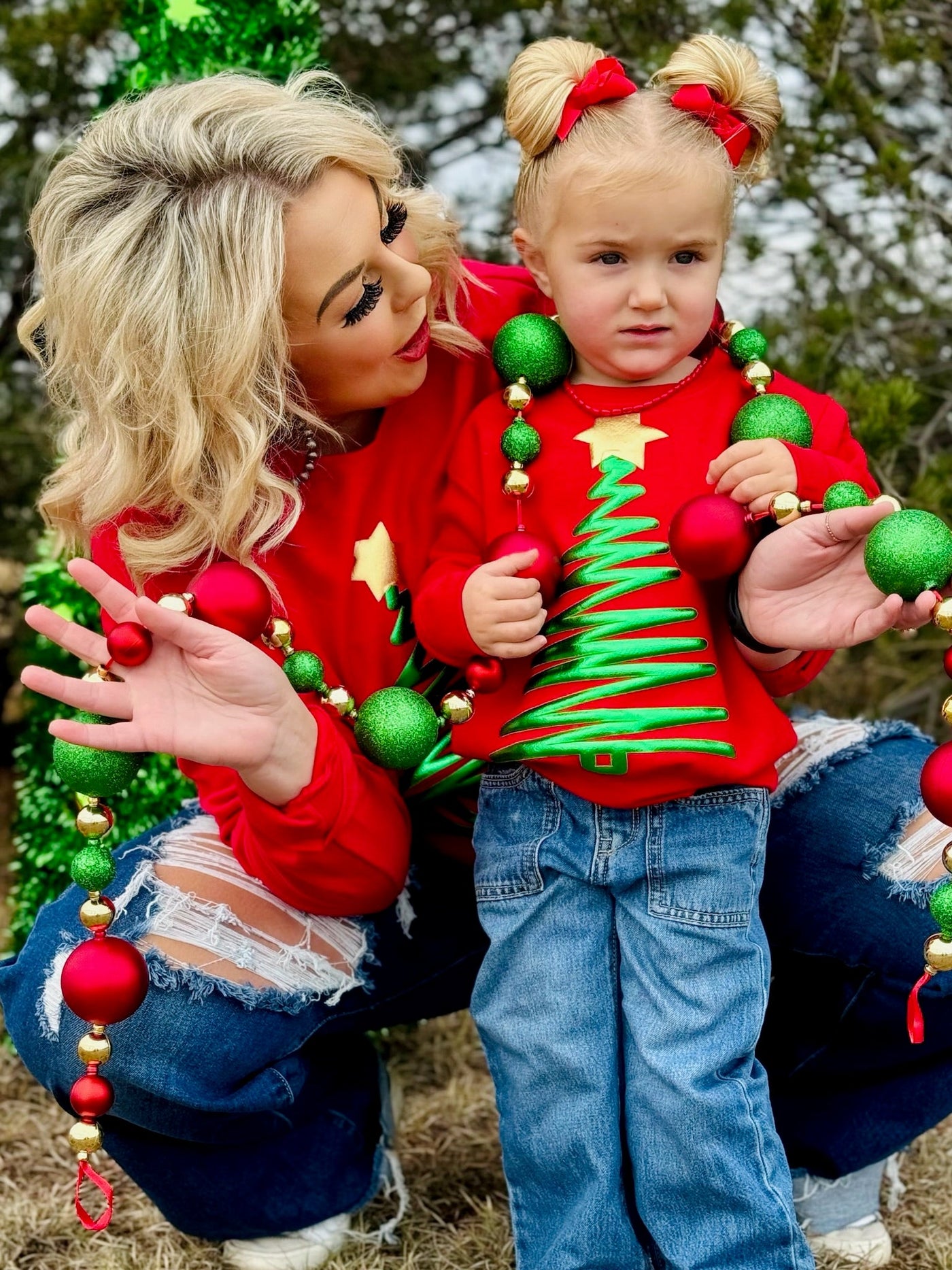 Puff Christmas Tree on Youth Sweatshirt