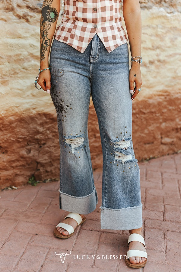 L&B Rodeo Inspired Cuffed Jeans JE620-MW