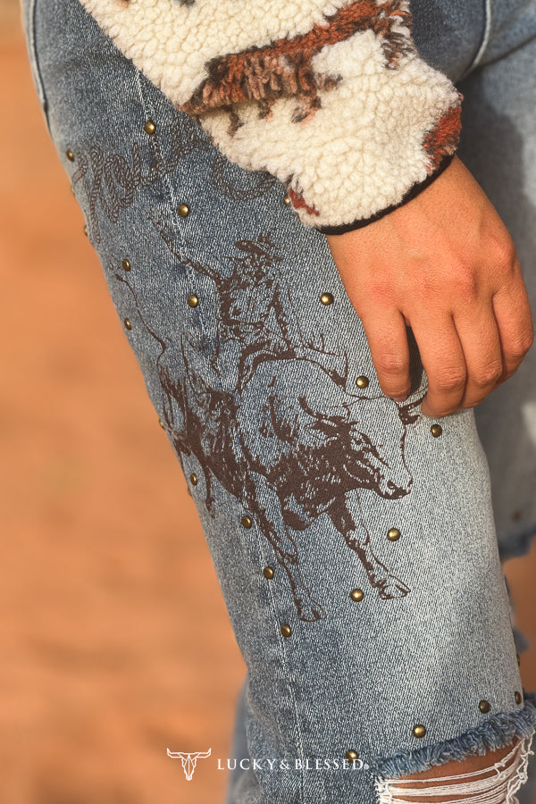 L&B Rodeo Inspired Cuffed Jeans JE620-MW