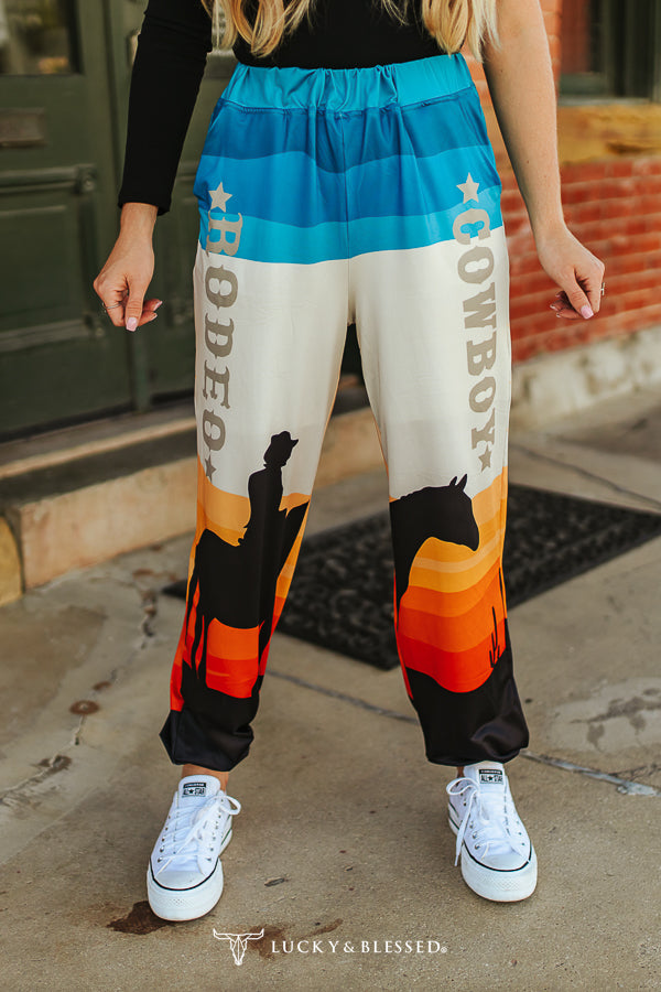 Lucky & Blessed Western Print Joggers