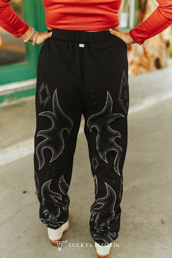L&B Black Boot Stich Joggers
