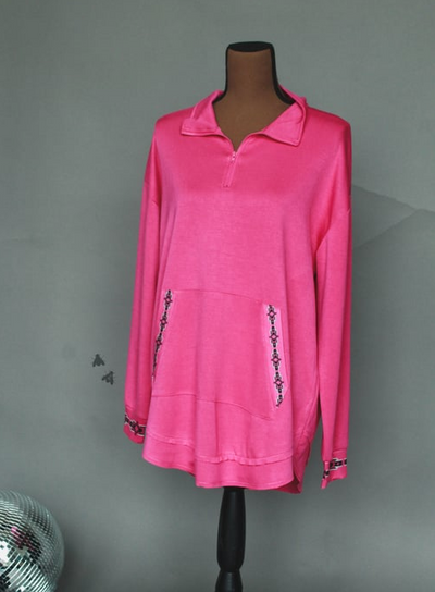 Totally Dolly Pink 3/4 Zip Pullover