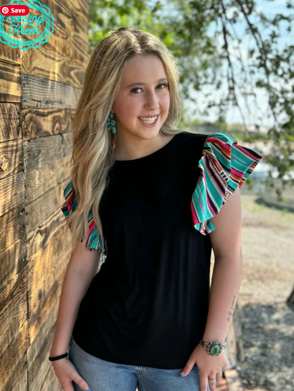 Sterling Kreek Ruffle Me Serape Top