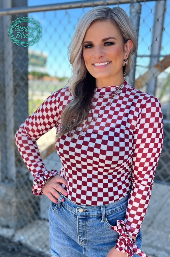 Pep Rally Mesh Top- Maroon