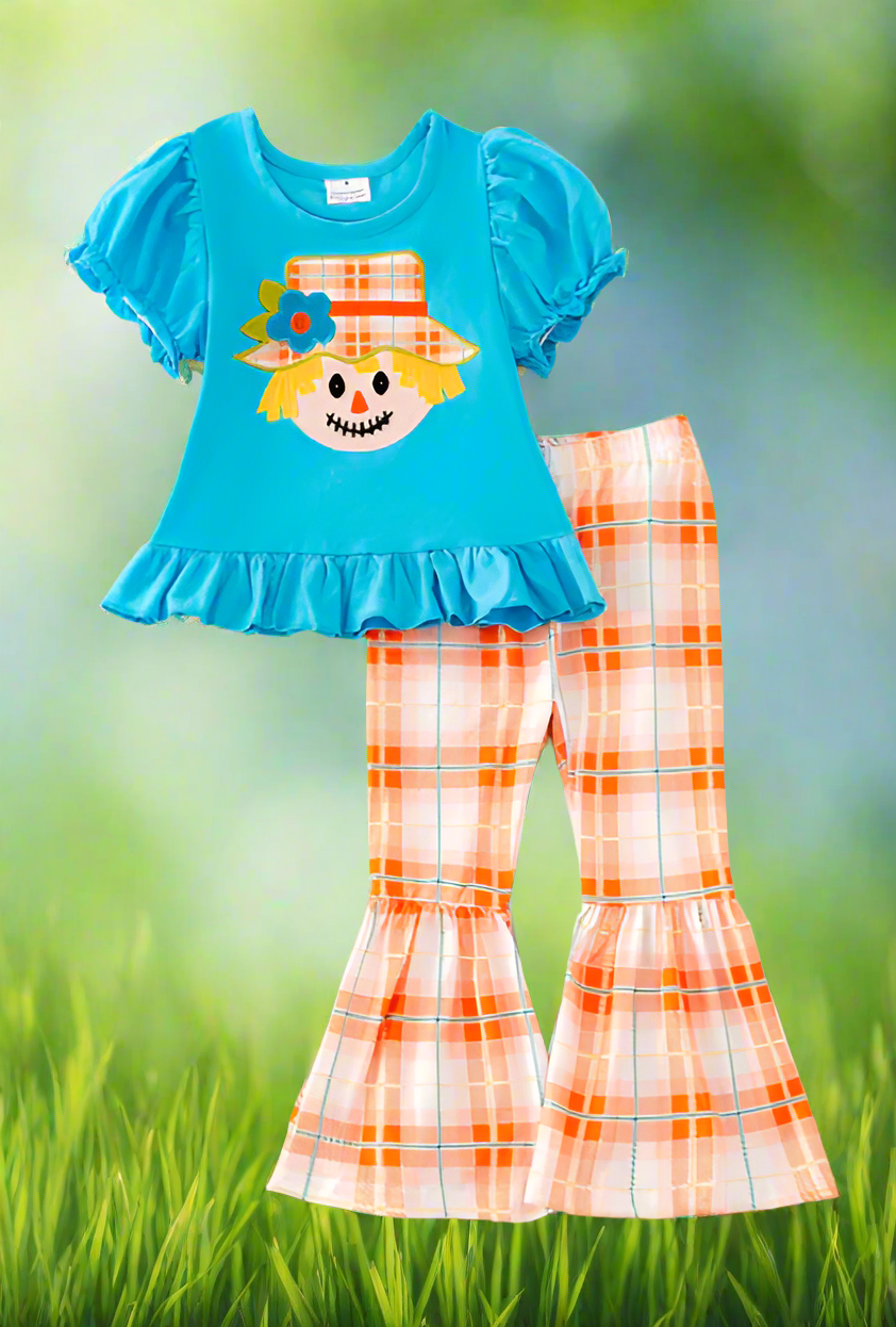 SALE- Kids Plaid Scarecrow top with Matching Pants