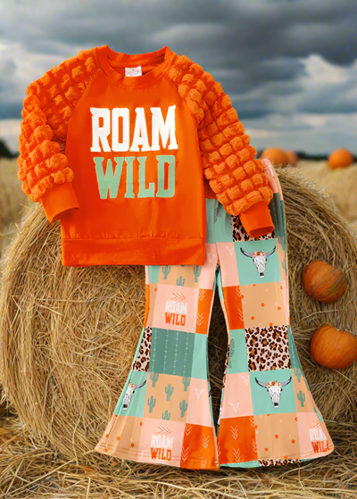 Kids - Roam Wild bubble Sleeve top with Matching Pants