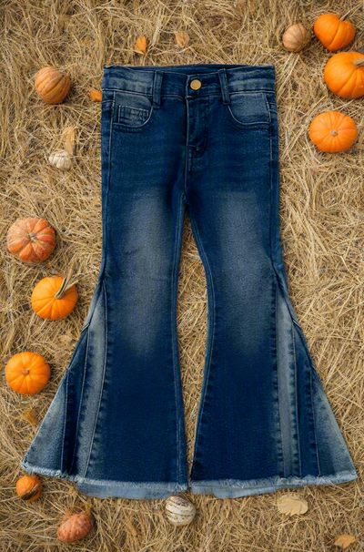 Kids Dark Blue Denim Flare Pants