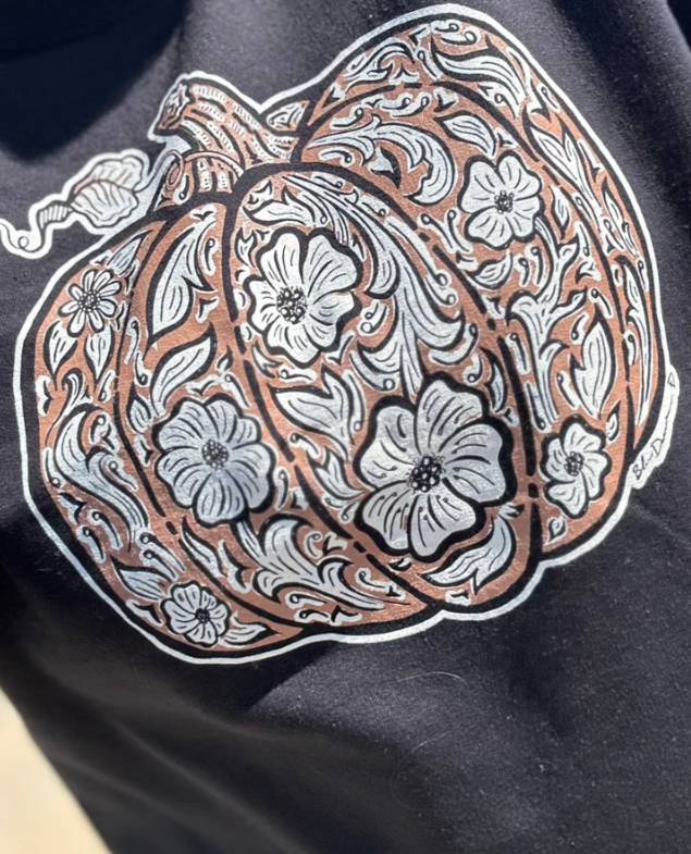 Tooled in Time Pumpkin Tooled Pullover