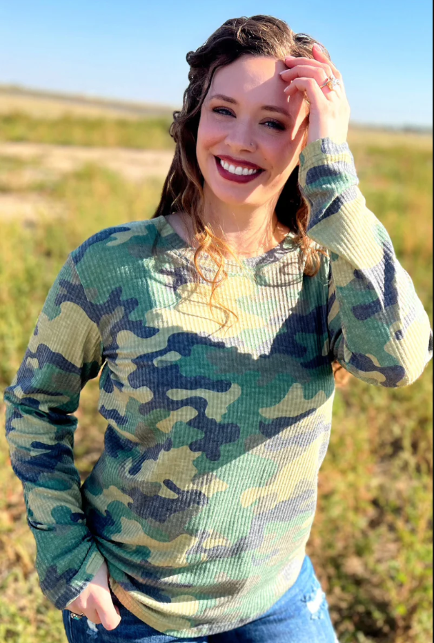 Land of the Free Long Sleeve Camo Top