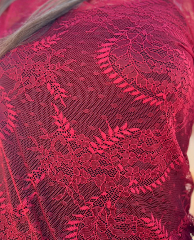 Sterling Kreek Write it in Red Lace Top