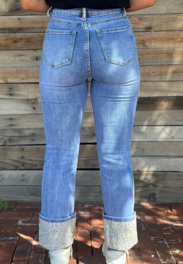 Sterling Kreek Embroidered Cuff Jeans